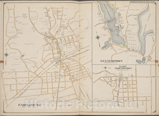 Historic Map - 1902 Suffolk County, New York (N.Y.), Suffolk County, V. 2, Double Page Plate No. 16 [Center Port, East North Port, Fair Ground] - Vintage Wall Art