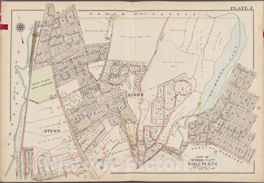 Historic Map - 1910 Westchester County, New York (N.Y.), V. 1, Plate No. 2 Washington St, Sherman Ave, Harrison St, Lake St, Park Ave, Summit Ave, Bronx River - Vintage Wall Art