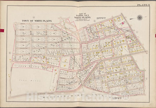 Historic Map - 1910 Westchester County, New York (N.Y.) V. 1, Plate No. 5 [Smith Ave, Davis Ave, Ny Post Rd, Greene Pl, Bollmingdale Rd, Mamaroneck Ave, Gedney Way] - Vintage Wall Art