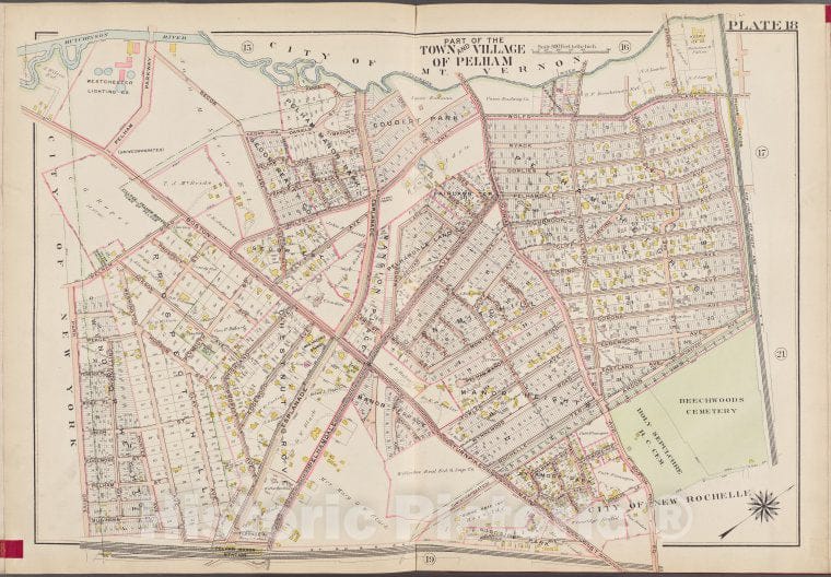 Historic Map - 1910 Westchester County, New York (N.Y.), V. 1, Double Page Plate No. 18 [City Of Mt. Vernon, 1St St, Woodside Ave, City Of New York] - Vintage Wall Art