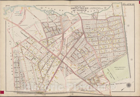 Historic Map - 1910 Westchester County, New York (N.Y.), V. 1, Double Page Plate No. 18 [City Of Mt. Vernon, 1St St, Woodside Ave, City Of New York] - Vintage Wall Art