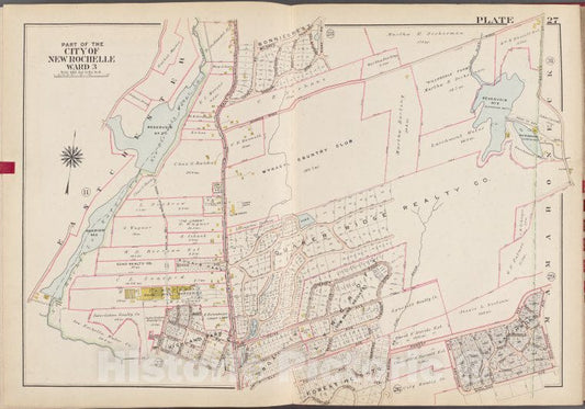 Historic Map - 1910 Westchester County, New York (N.Y.), V. 1, Double Page Plate No. 27 [Mamaroneck, Overlook Circle, East Chester] - Vintage Wall Art