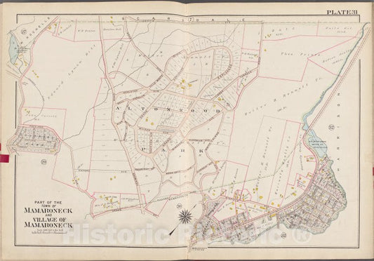 Historic Map - 1910 Westchester County, New York (N.Y.), V. 1, Double Page Plate No. 31 [Griffin Ave, Harrison, Mamaroneck Ave, Grand St, Weaver St.] - Vintage Wall Art