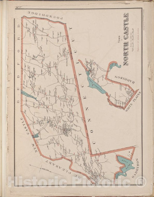 Historic Map - 1893 Westchester County, New York (N.Y.), Plate No. 28 [Map Of Town Of North Castle] - Vintage Wall Art