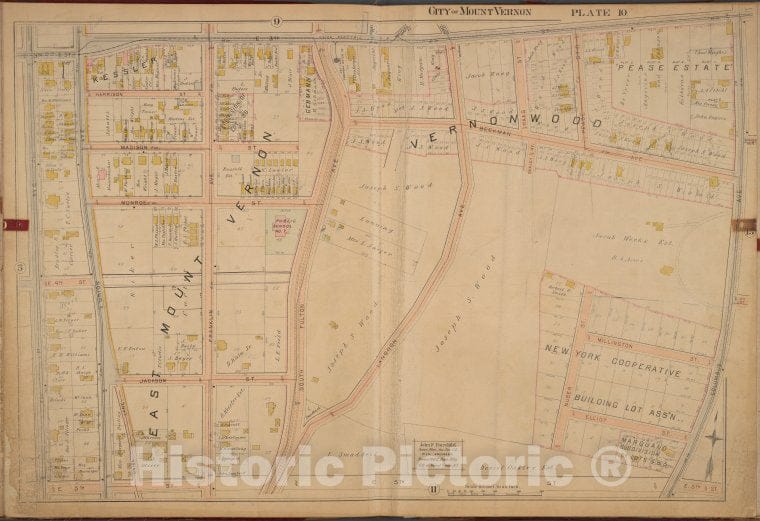 Historic 1899 Map - Mount Vernon, Double Page Plate No. 10 [Map Bounded By E. 3Rd St - Vintage Wall Art