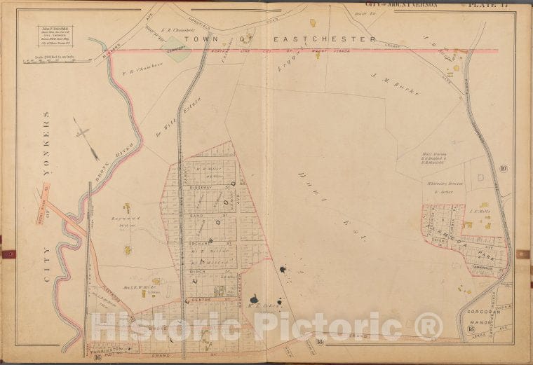 Historic 1899 Map - Mount Vernon, Double Page Plate No. 17 [Map Bounded By Town Of E - Vintage Wall Art