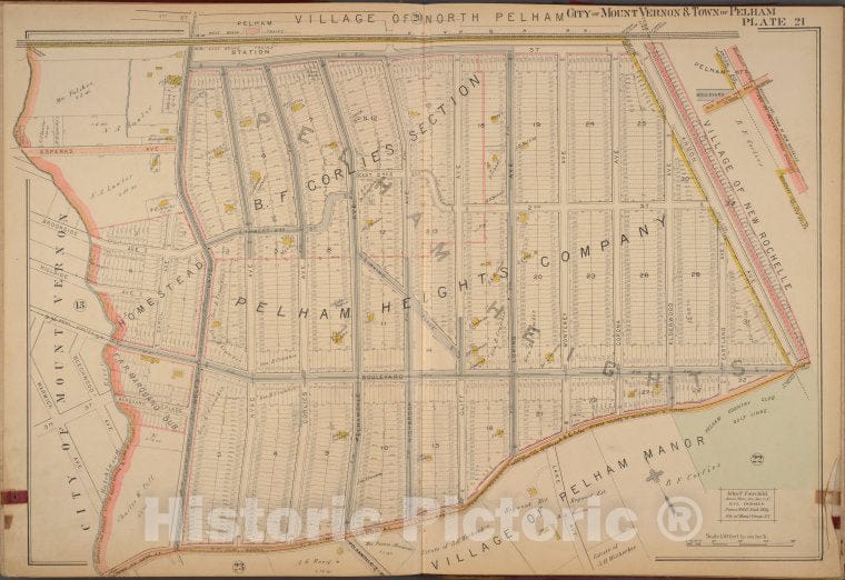 Historic 1899 Map - Mount Vernon, Double Page Plate No. 21 [Map Bounded By Village O - Vintage Wall Art