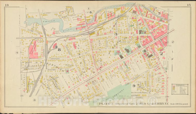 Historic 1904 Map - Cayuga County, Left Page Plate No. 3 [Map Bounded By W. Mund Ave - Vintage Wall Art
