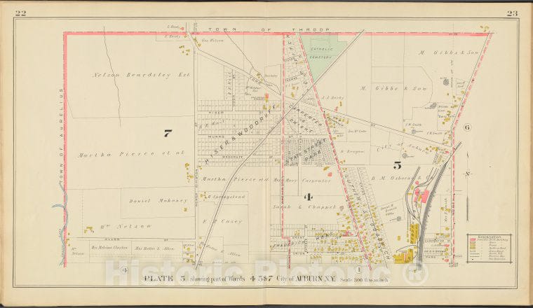 Historic 1904 Map - Cayuga County, Left Page Plate No. 5 [Map Bounded By Town Of Thr - Vintage Wall Art
