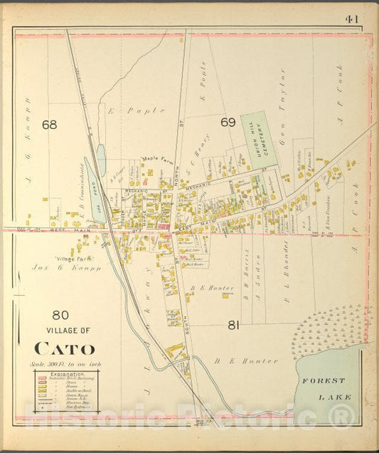 Historic 1904 Map - Cayuga County, Right Page [Map Of Village Of Cato] - Vintage Wall Art