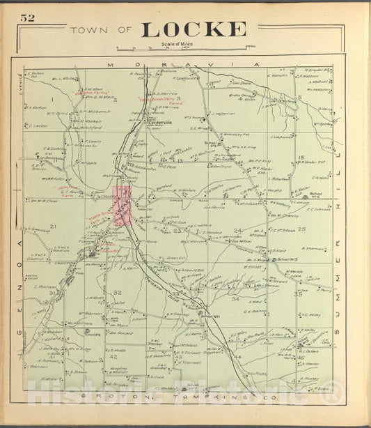 Historic 1904 Map - Cayuga County, Left Page [Map Of Town Of Locke] - Vintage Wall Art