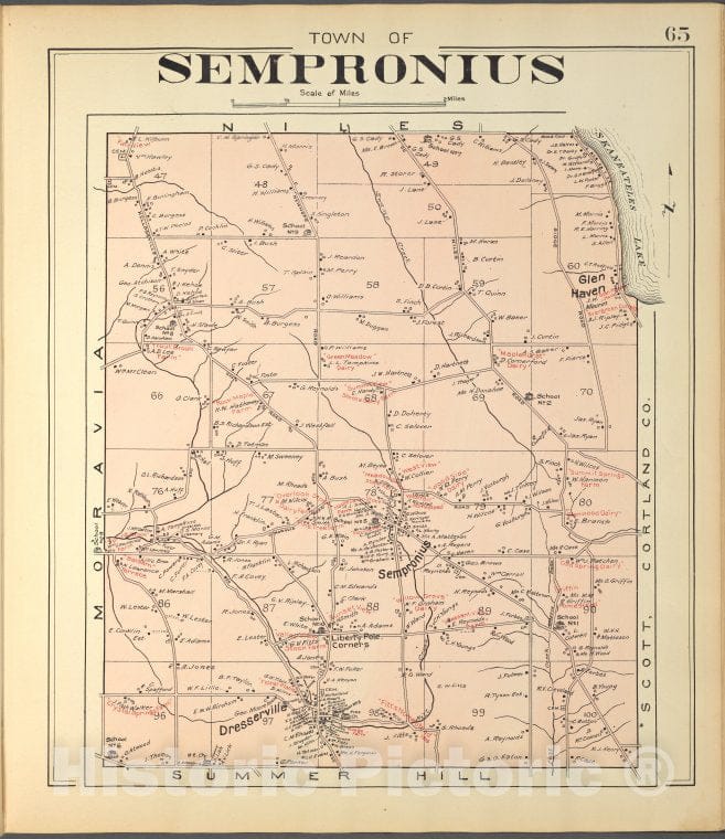 Historic 1904 Map - Cayuga County, Right Page [Map Of Town Of Sempronius] - Vintage Wall Art