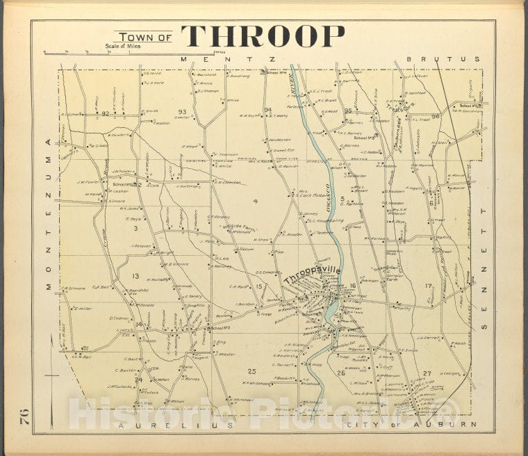Historic 1904 Map - Cayuga County, Left Page [Map Of Town Of Throop] - Vintage Wall Art
