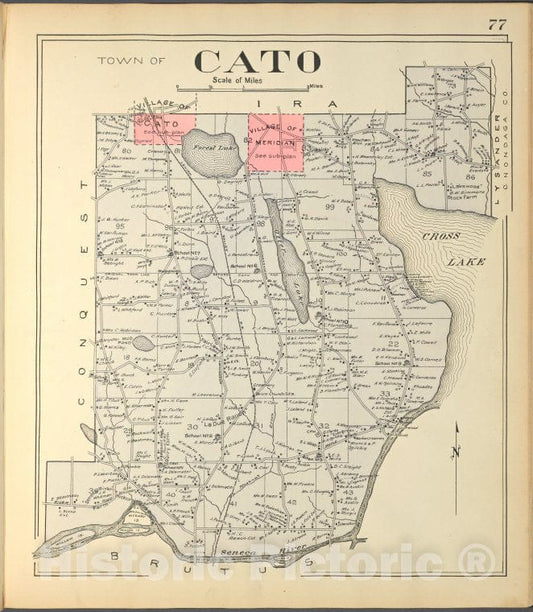 Historic 1904 Map - Cayuga County, Right Page [Map Of Town Of Cato] - Vintage Wall Art