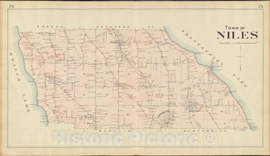Historic 1904 Map - Cayuga County, Left Page [Map Of Town Of Niles] - Vintage Wall Art