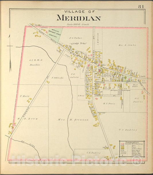 Historic 1904 Map - Cayuga County, Right Page [Village Of Meridian] - Vintage Wall Art