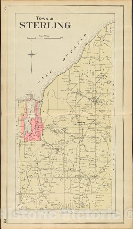 Historic 1904 Map - Cayuga County, Left Page [Map Of Town Of Sterling] - Vintage Wall Art
