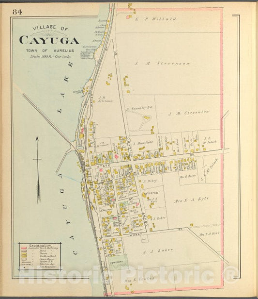 Historic 1904 Map - Cayuga County, Left Page [Village Of Gayuga] - Vintage Wall Art