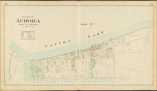 Historic 1904 Map - Cayuga County, Left Page [Village Of Aurora] - Vintage Wall Art
