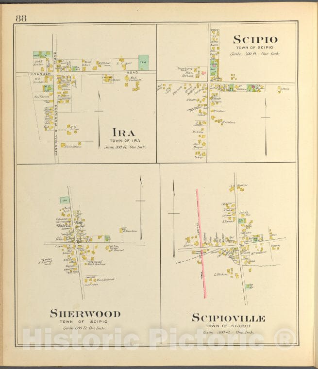 Historic 1904 Map - Cayuga County, Left Page [Map Of Ira, Scipio, Sherwood, Scipiovi - Vintage Wall Art
