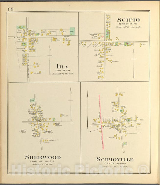 Historic 1904 Map - Cayuga County, Left Page [Map Of Ira, Scipio, Sherwood, Scipiovi - Vintage Wall Art