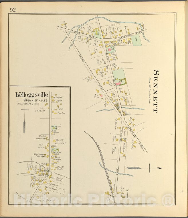 Historic 1904 Map - Cayuga County, Left Page [Map Of Kelloggsville, Sennett] - Vintage Wall Art