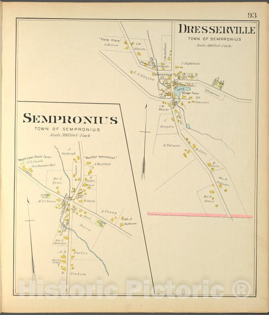 Historic 1904 Map - Cayuga County, Right Page [Map Of Sempronius, Dresserville] - Vintage Wall Art