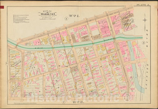 Historic 1888 Map - Rochester, Double Page Plate No. 2 [Map Bounded By W. Main St, Vintage Wall Art