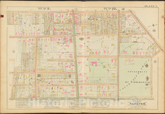 Historic 1888 Map - Rochester, Double Page Plate No. 5 [Map Bounded By Union St, E. - Vintage Wall Art