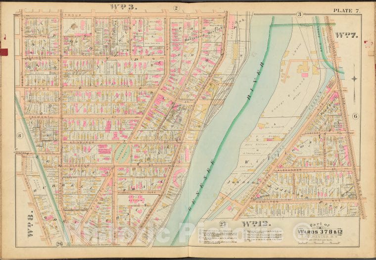 Historic 1888 Map - Rochester, Double Page Plate No. 7 [Map Bounded By Troup St, So - Vintage Wall Art