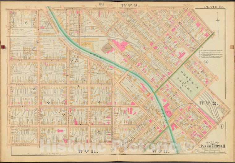 Historic 1888 Map - Rochester, Double Page Plate No. 10 [Map Bounded By Lyell Ave, Vintage Wall Art