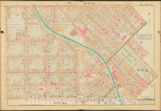 Historic 1888 Map - Rochester, Double Page Plate No. 10 [Map Bounded By Lyell Ave, Vintage Wall Art