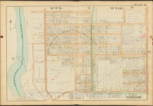 Historic 1888 Map - Rochester, Double Page Plate No. 12 [Map Bounded By Avenue E, Vintage Wall Art