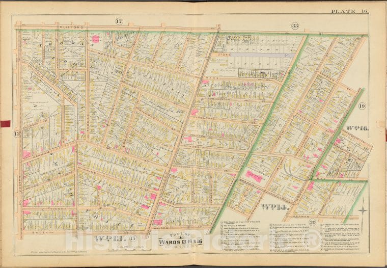Historic 1888 Map - Rochester, Double Page Plate No. 16 [Map Bounded By Clifford St. - Vintage Wall Art