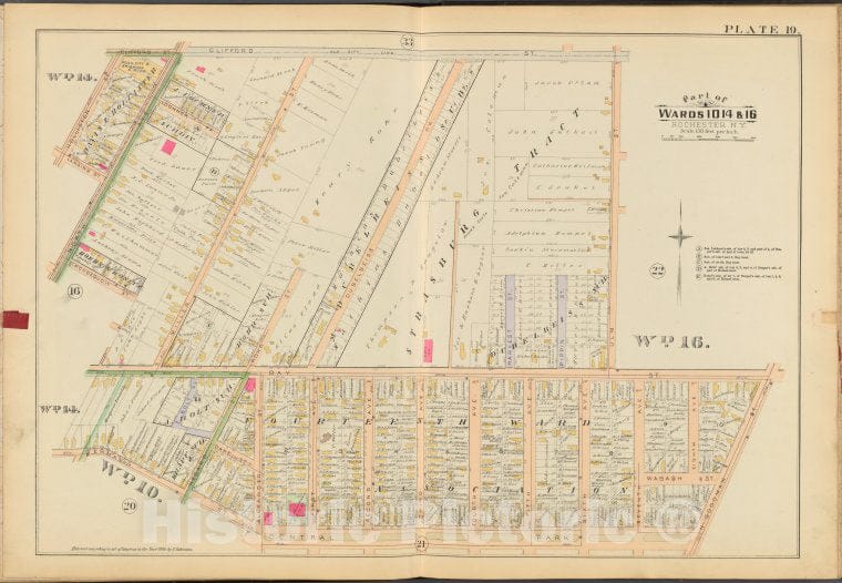 Historic 1888 Map - Rochester, Double Page Plate No. 19 [Map Bounded By Clifford St. - Vintage Wall Art