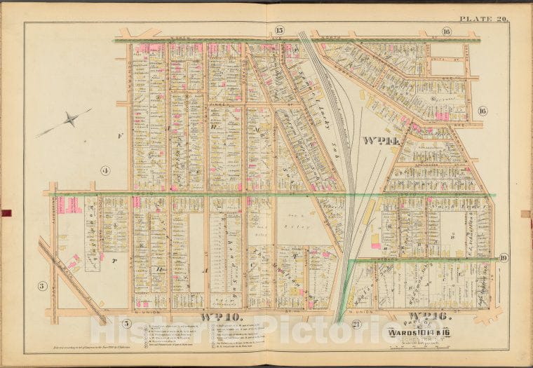 Historic 1888 Map - Rochester, Double Page Plate No. 20 [Map Bounded By North St, D - Vintage Wall Art