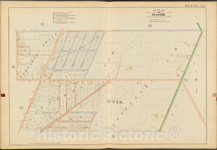 Historic 1888 Map - Rochester, Double Page Plate No. 22 [Map Bounded By Clifford St. - Vintage Wall Art