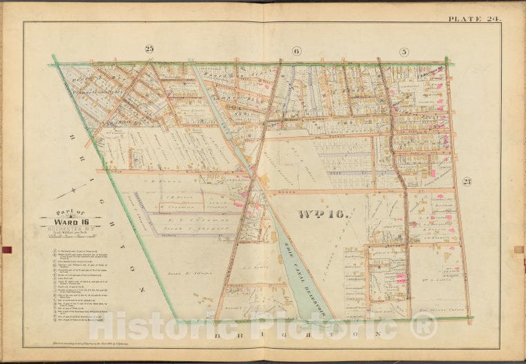 Historic 1888 Map - Rochester, Double Page Plate No. 24 [Map Bounded By S. Goodman S - Vintage Wall Art