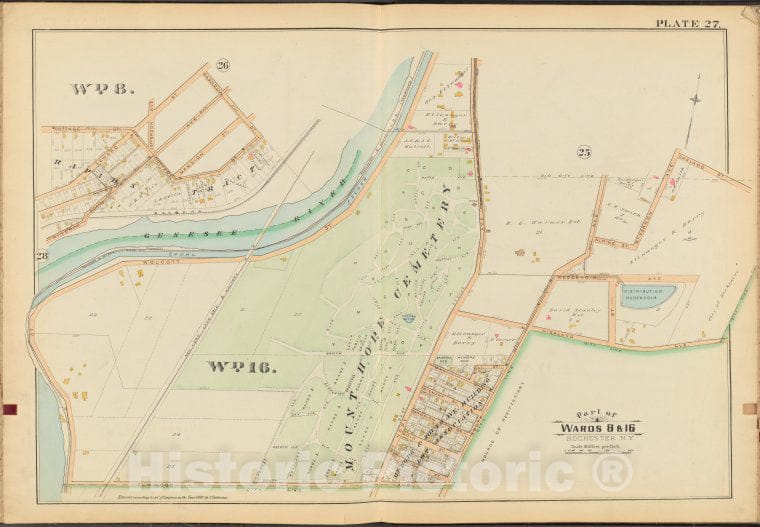 Historic 1888 Map - Rochester, Double Page Plate No. 27 [Map Bounded By Magnolia St. - Vintage Wall Art