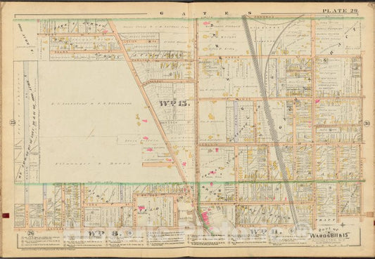 Historic 1888 Map - Rochester, Double Page Plate No. 29 [Map Bounded By Pomeroy St, Vintage Wall Art