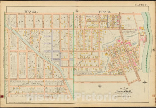Historic 1888 Map - Rochester, Double Page Plate No. 31 [Map Bounded By Driving Park - Vintage Wall Art