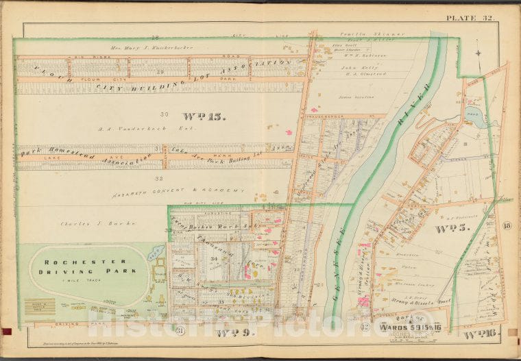 Historic 1888 Map - Rochester, Double Page Plate No. 32 [Map Bounded By Ridge Rd, H - Vintage Wall Art