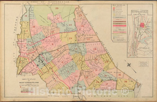 Historic 1908 Map - Index, Mount Vernon, N.Y - Vintage Wall Art