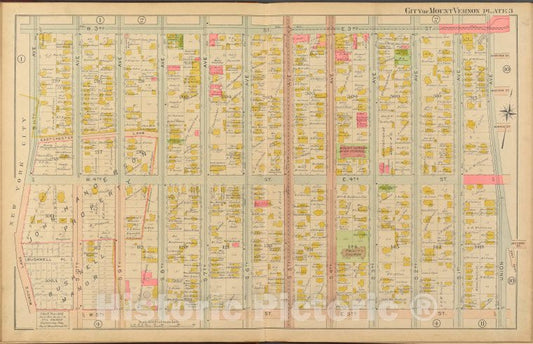 Historic 1908 Map - Mount Vernon, Double Page Plate No. 3 [Map Bounded By W. 3Rd St - Vintage Wall Art