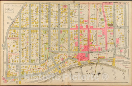 Historic 1908 Map - Mount Vernon, Double Page Plate No. 7 [Map Bounded By North St. - Vintage Wall Art