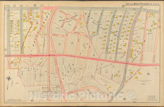 Historic 1908 Map - Mount Vernon, Double Page Plate No. 11 [Map Bounded By E. 5Th S - Vintage Wall Art