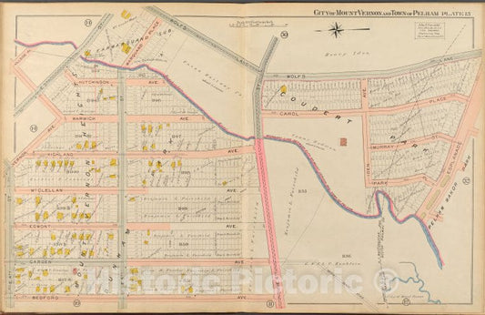 Historic 1908 Map - Mount Vernon, Double Page Plate No. 13 [Map Bounded By Wolfs La - Vintage Wall Art