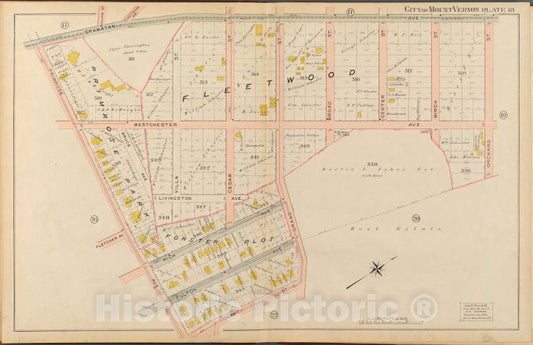 Historic 1908 Map - Mount Vernon, Double Page Plate No. 18 [Map Bounded By Gramatan - Vintage Wall Art
