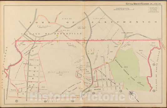 Historic 1908 Map - Mount Vernon, Double Page Plate No. 20 [Map Bounded By Town Of - Vintage Wall Art