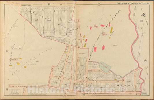 Historic 1908 Map - Mount Vernon, Double Page Plate No. 23 [Map Bounded By Wartburg - Vintage Wall Art